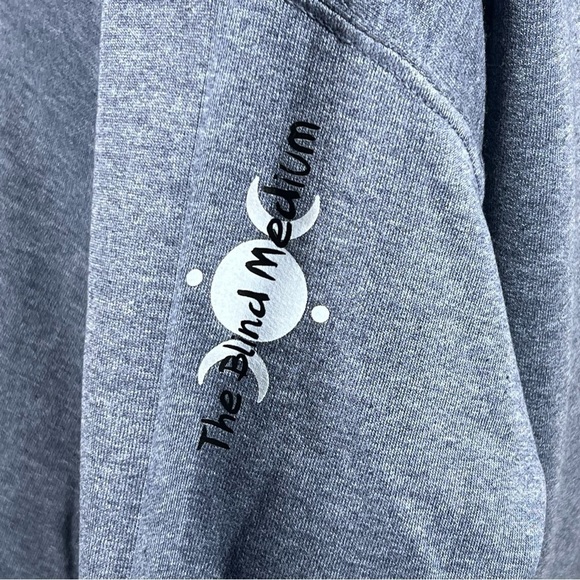 Heather Navy Pullover Hoodie Sweatshirt Voodoo Kitty Doll Quit Playing Graphic - Picture 7 of 9